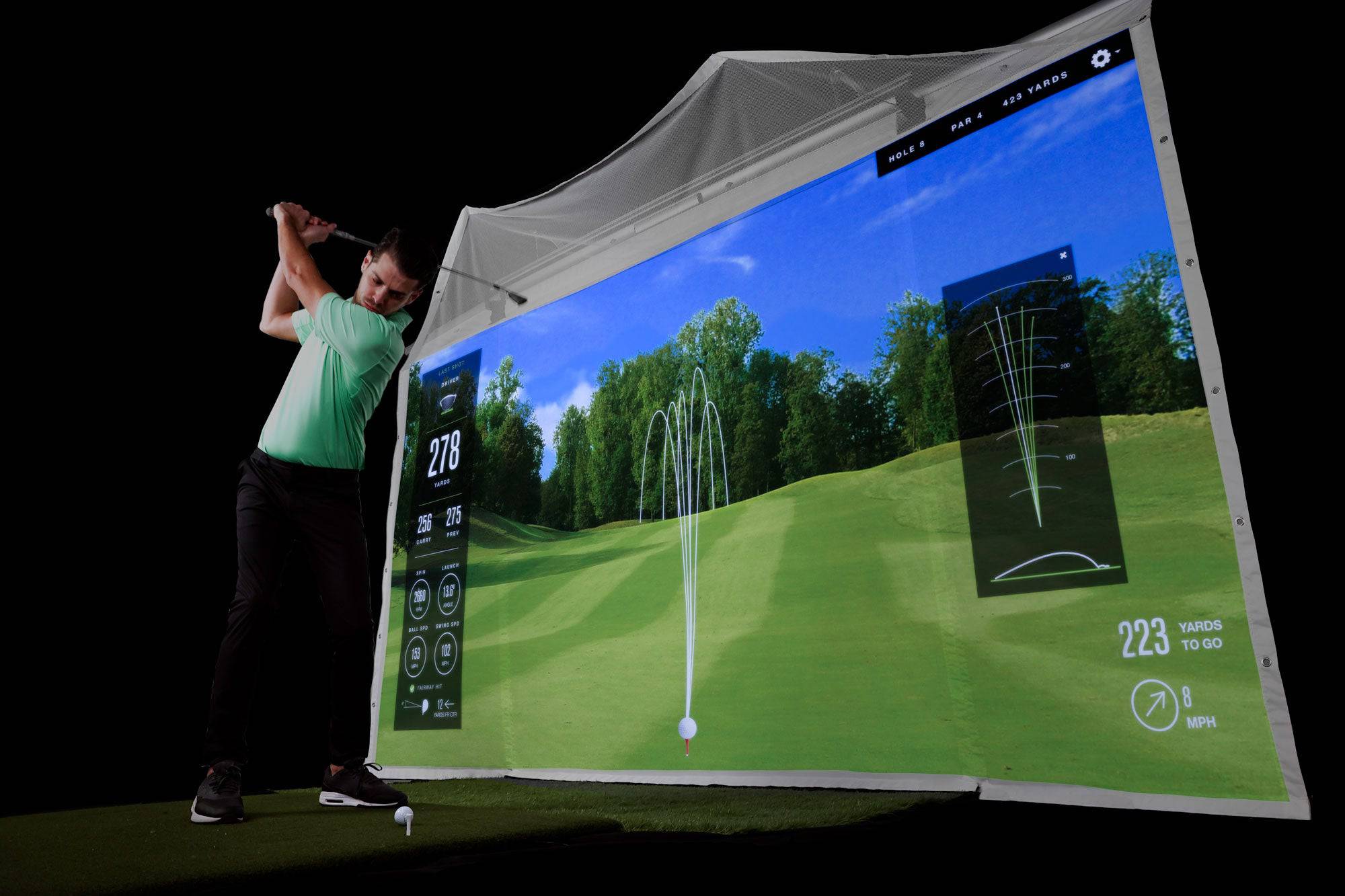 HomeCourse ProScreen 180 Retractable Golf Simulator Screen - Indoor Golf Universe | Golf Simulators, Launch Monitors, Accessories